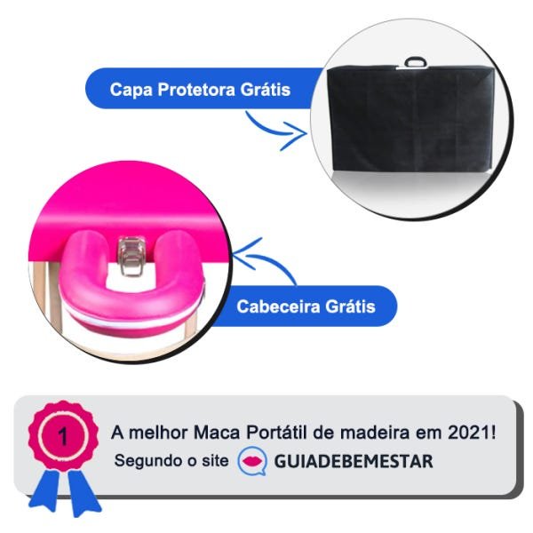 Maca Portátil com Orifício Madeira 200kg + Capa de Proteção Grátis - Pink - 2