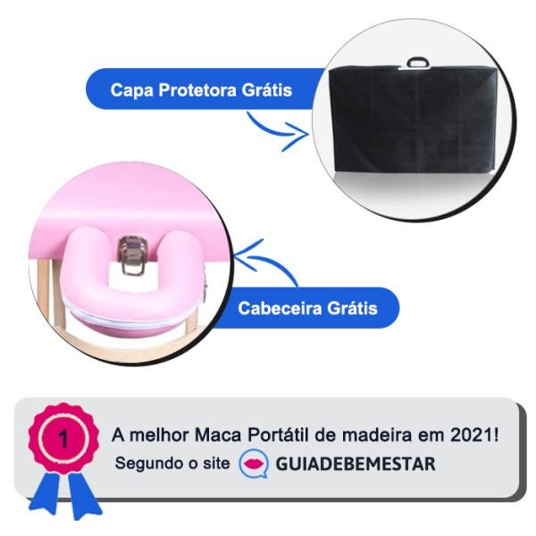 Maca Portátil com Orifício Madeira 200kg + Capa de Proteção Grátis - Rosa - 2