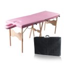 Ver imagem 1 de Maca Portátil com Orifício Madeira 200kg - Rosa