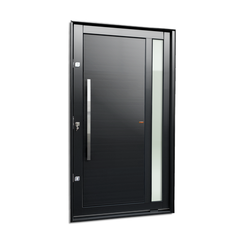 Porta Pivotante Alumínio Lambril Visione c/Pux.Esq. Elite Preto 240x120 Brimak