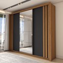 Ver mais imagens de Guarda-roupa Casal Argentina 3 Portas 2 Gavetas Flex com Espelho Preto Prime Tx/amêndola Nude - Pano