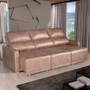 Ver imagem 1 de Sofá com Chaise Lyon 4 Lugares Retrátil e Reclinável 250cm Café Bom Pastor Móveis