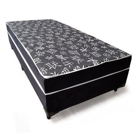 Cama Box Conjugado Ortopédico Solteiro Preto Oriental 88x188x40