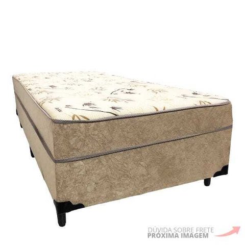Cama Box Conjugado Ortopédico Suede Bege 110x188x40