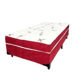 Cama Box Conjugado Ortopédico Solteiro Suede Vermelho 88x188x40 - 1