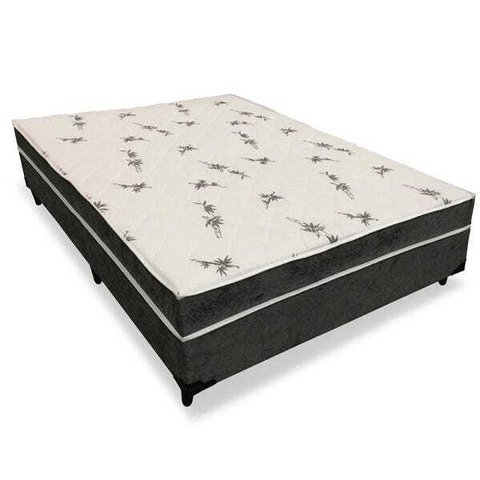 Cama Box Conjugado Ortopédico Suede Cinza 110x188x40