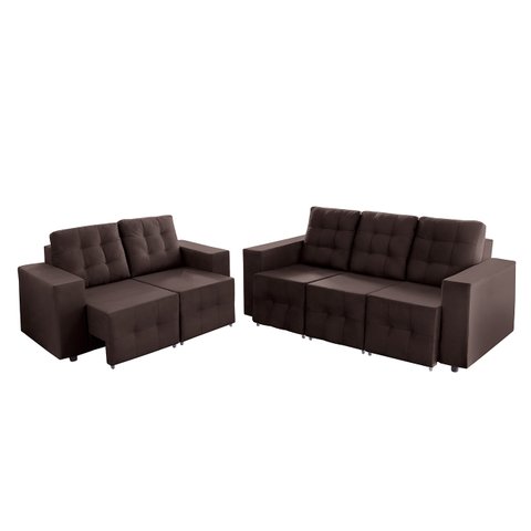 Sofá Veneza 5 Lugares, Conjunto 3e2 - Retrátil - de Casa Décor e Estofados.