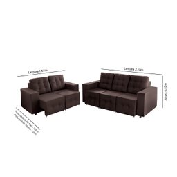 Sofá Veneza 5 Lugares, Conjunto 3e2 - Retrátil - de Casa Décor e Estofados. - 2
