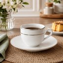Ver imagem 6 de Conjunto 6 Xícaras e Pires 90ml Café Porcelana Majesty Silver Branco Prateado Mesa Posta Servir
