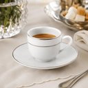 Ver imagem 4 de Conjunto 6 Xícaras e Pires 90ml Café Porcelana Majesty Silver Branco Prateado Mesa Posta Servir