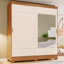 Ver imagem 2 de Guarda Roupa Casal 2 Portas Deslizantes com Espelho 163 Cm B74 Briz Nature Off White Briz