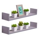 Ver imagem 1 de Kit 2 Prateleiras U 90 x 10cm Cinza Claro Suporte Invisível