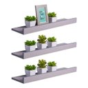 Ver imagem 1 de Kit 3 Prateleiras Porta Quadros 90 x 10cm Cinza Claro Suporte Invisível