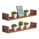 Ver imagem 1 de Kit 2 Prateleiras U 90 x 20cm Freijó Suporte Invisível