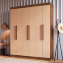 Ver imagem 1 de Guarda-roupa Casal New York 6 Portas 2 Gavetas Castanho/nude - Doripel