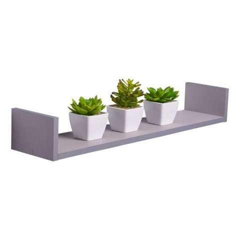 Prateleira U 90 x 15cm Cinza Claro Suporte Invisível