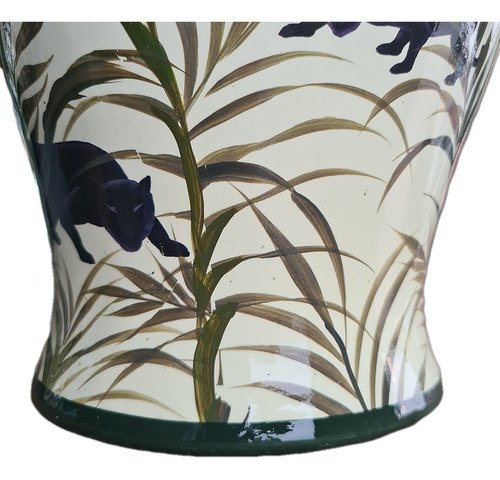 Vaso Decorativo Porcelana Verde Floral 35x21 - 3