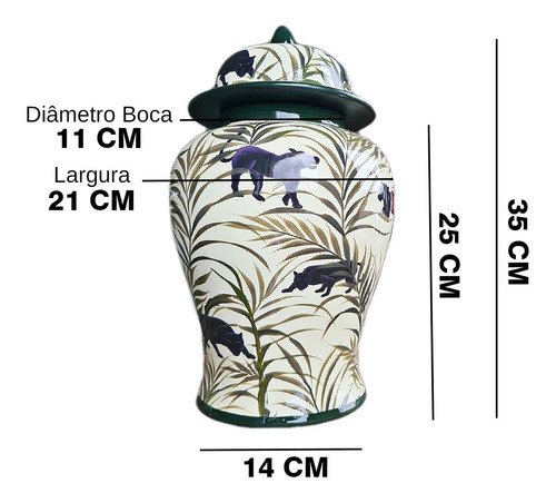 Vaso Decorativo Porcelana Verde Floral 35x21 - 5