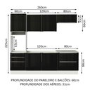 Ver imagem 3 de Cozinha Completa Madesa Lux com Armário e Balcão 6 Portas 5 Gavetas Branco/Preto Cor:Branco/Preto