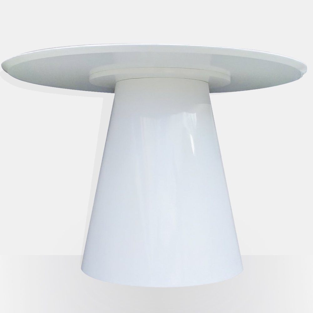 Mesa de Jantar Cone Redonda 100cm em Laca - Branco - 3