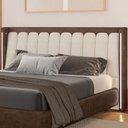 Ver imagem 1 de Cabeceira King com Led Yeon Nobuck Marrom / Linho Off White - Sallar Home