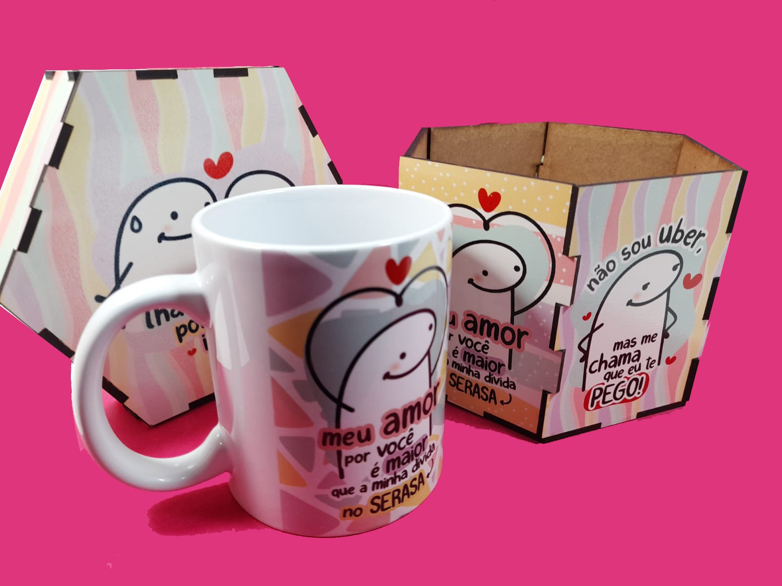 Caneca Namorados Amor Love Flork Casal Meme Cerâmica 325ml