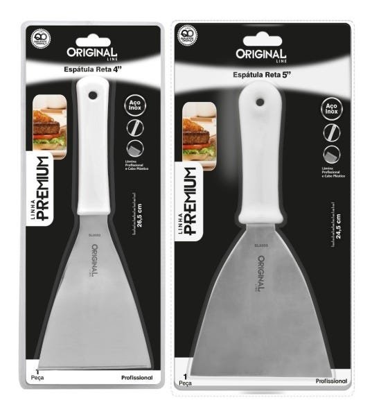 Kit 2 Espátulas Inox Lanche Reta Chapeiro E Cozinha - 1