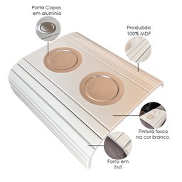 Kit 02 Esteiras para Sofá Braço Porta Copo Alumínio S01 Flexível Branco - Inoviza - 3