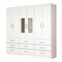 Ver imagem 2 de Guarda-roupa Solteiro Bergamo 6 Portas 9 Gavetas com Espelho Branco - Evidencia Móveis