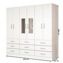 Ver imagem 4 de Guarda-roupa Solteiro Bergamo 6 Portas 9 Gavetas com Espelho Branco - Evidencia Móveis