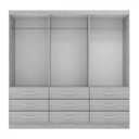 Ver imagem 3 de Guarda-roupa Solteiro Bergamo 6 Portas 9 Gavetas com Espelho Branco - Evidencia Móveis