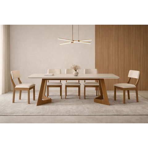 Sala de Jantar Completa com 6 Cadeiras Nápole -domus Móveis