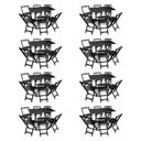 Ver imagem 1 de Kit 8 Conjuntos de Mesa Dobráveis de Madeira 70x110cm com 6 Cadeiras Preta - Cor: Preto