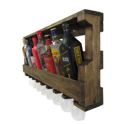 Adega de Parede em Madeira Pinus Inclinada para 8 Garrafas e 8 Taças - 5