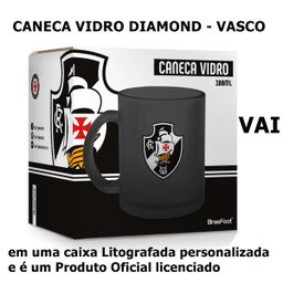Caneca Vidro Diamond Brasfoot Vasco 300 Ml Licenciada Preto - 4