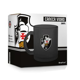 Caneca Vidro Diamond Brasfoot Vasco 300 Ml Licenciada Preto - 3