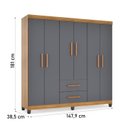 Ver imagem 3 de Guarda Roupa Casal 6 Portas 2 Gavetas 148cm
