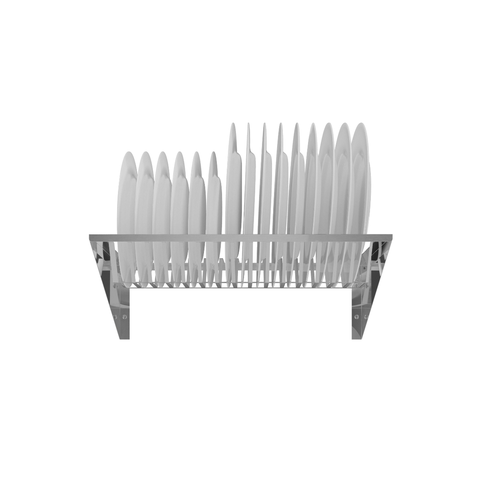 Escorredor de Parede em Inox Louças 15 Pratos Secagem Grande - Cinza Inox