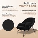 Ver imagem 3 de Poltrona Womb Chair sem Puff Linho Base Preta Linha Premium Leitura Relaxamento Sala Moderna - Preto
