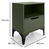 Mesa de Cabeceira Vegas 1 Gaveta com Nicho Base de Aço Design Moderno - Verde/pé Preto - 4