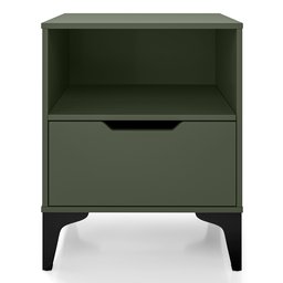 Mesa de Cabeceira Vegas 1 Gaveta com Nicho Base de Aço Design Moderno - Verde/pé Preto - 10
