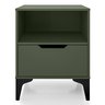 Mesa de Cabeceira Vegas 1 Gaveta com Nicho Base de Aço Design Moderno - Verde/pé Preto - 10