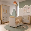 Ver imagem 1 de Kit Quarto Bebê Pingo Berço Guarda Roupa, Cômoda com Tela