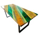 Ver imagem 5 de Mesa em Madeira de Lei e Resina Epóxi até 8 Lugares Tema "heineken"... Craft Wood Mesa de 8 Lugares