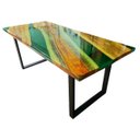 Ver imagem 3 de Mesa em Madeira de Lei e Resina Epóxi até 8 Lugares Tema "heineken"... Craft Wood Mesa de 8 Lugares