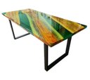 Ver imagem 3 de Mesa em Madeira de Lei e Resina Epóxi até 8 Lugares Tema "heineken"... Craft Wood Mesa de 8 Lugares