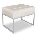 Ver imagem 1 de Puff Lisa Suede Bege Base Metálica Industrial Prata