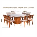 Ver imagem 5 de Conjunto Mesa Bérgamo com 8 Cadeiras em Madeira Maciça Estofada Bréscia Espresso Móveis Marrom/Champ