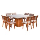 Ver imagem 2 de Conjunto Mesa Bérgamo com 8 Cadeiras em Madeira Maciça Estofada Bréscia Espresso Móveis Marrom/Champ