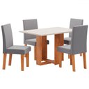Ver imagem 1 de Mesa de Jantar 4 Lugares Morgana Mel/blonde/veludo Cinza 26282 - Pnr Móveis